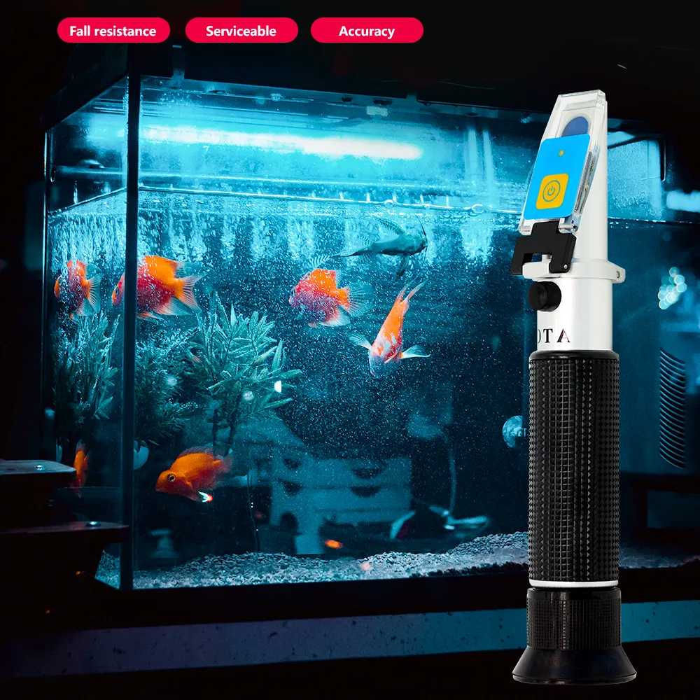 Salinitet refraktometer med akvarium