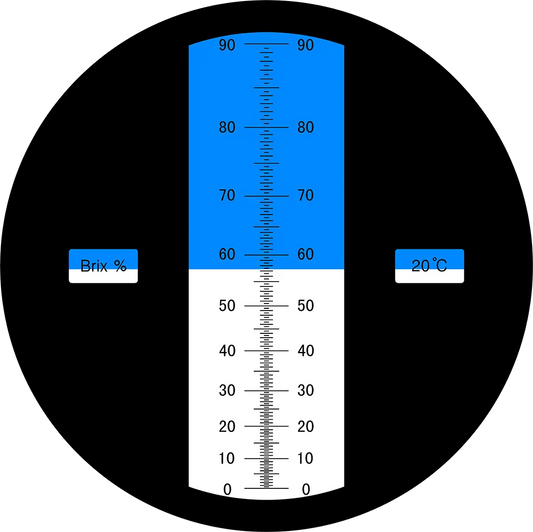Skala för RHB‑90 refraktometer med Brix 0-90 %