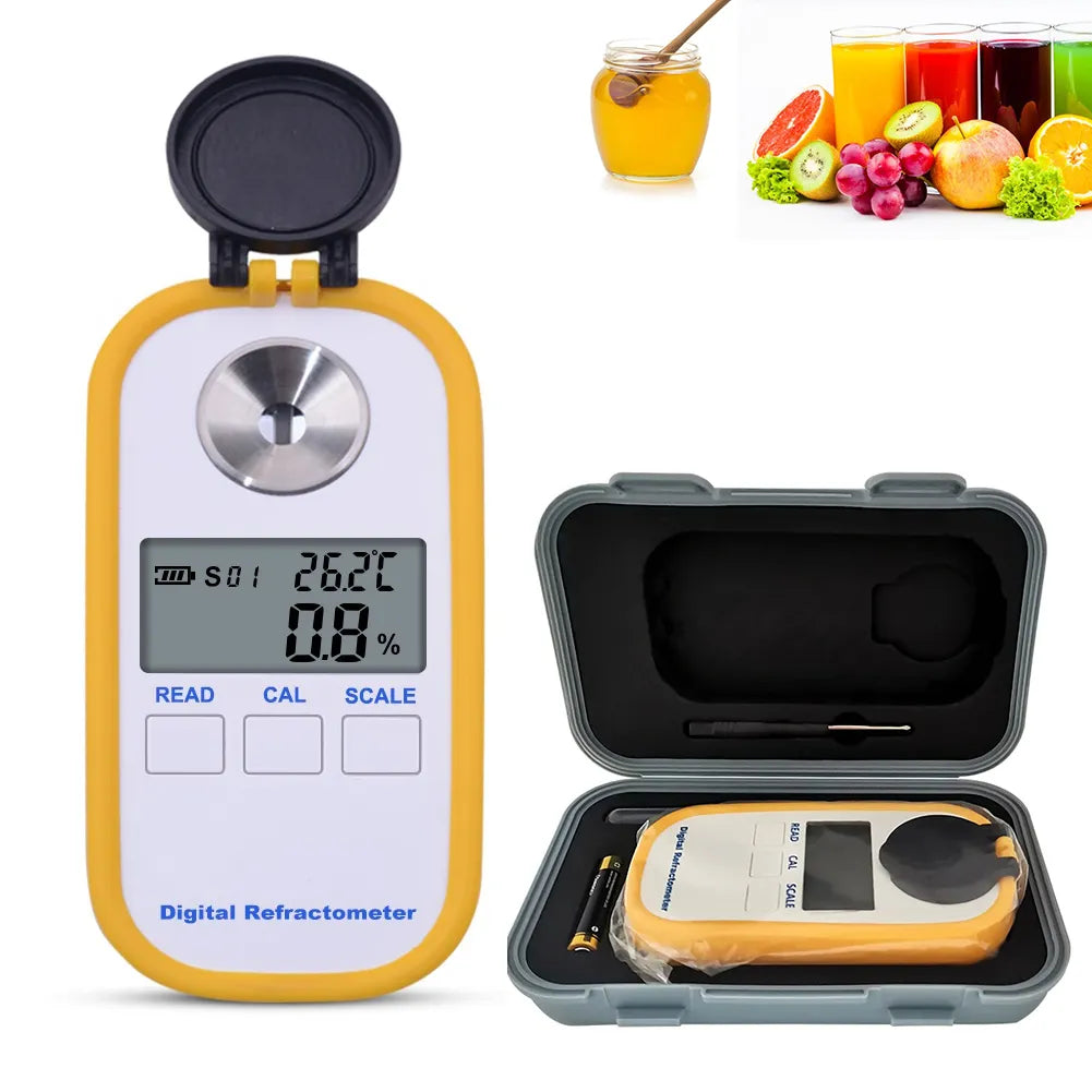 Digital refraktometer för Brix och refractive index – mäter sockerhalt i honung, juice och fruktvätskor