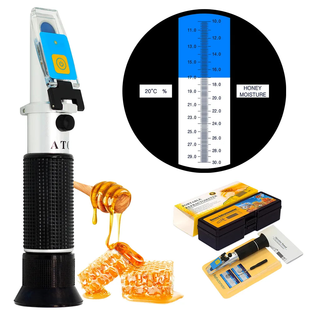 Honungsrefraktometer 10–30 % vatten – ATC & LED, koppar (optisk) – ARTA ...